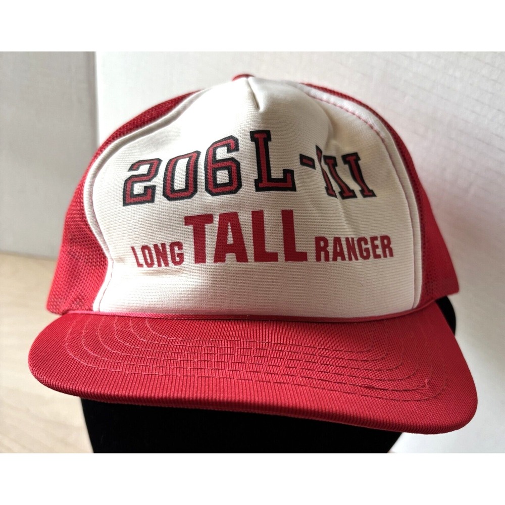 Vtg Trucker Cap Hat 206L-III Long Tall Ranger Snapback Red Mesh YA Korea